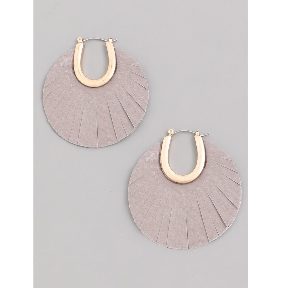 Slay Girl Gray Vegan Leather Earrings - Picture 2 of 3